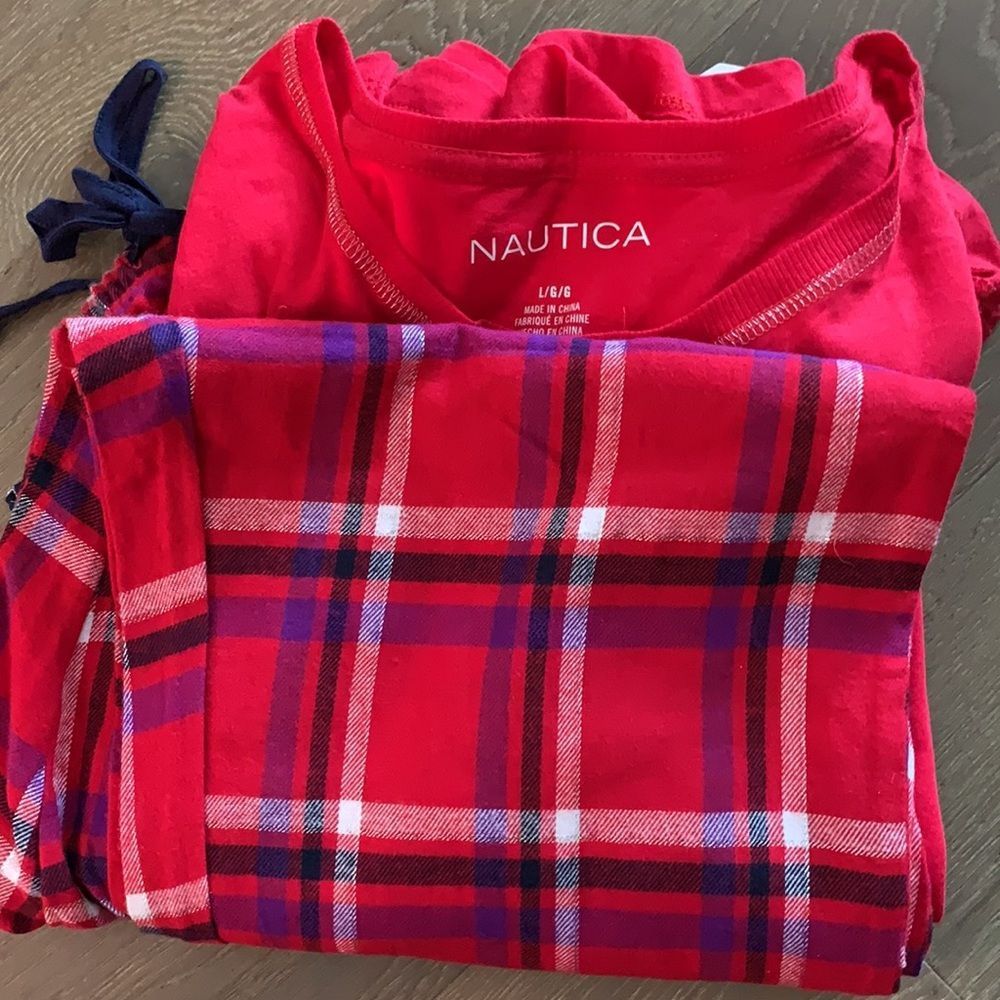NWT Nautica Red Plaid Pajama Set
